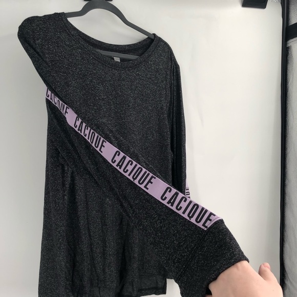 SLEEP BY CACIQUE Long Sleeve Top Lounge Comfy Spellout Logo Stretch Plus Size 18 - Picture 3 of 8